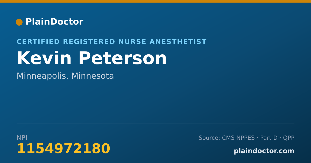 Shareable card for Kevin Peterson - Certified Registered Nurse Anesthetist, Minneapolis, MN