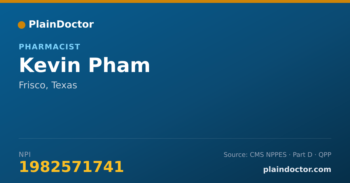 Shareable card for Kevin Pham - Pharmacist, Frisco, TX