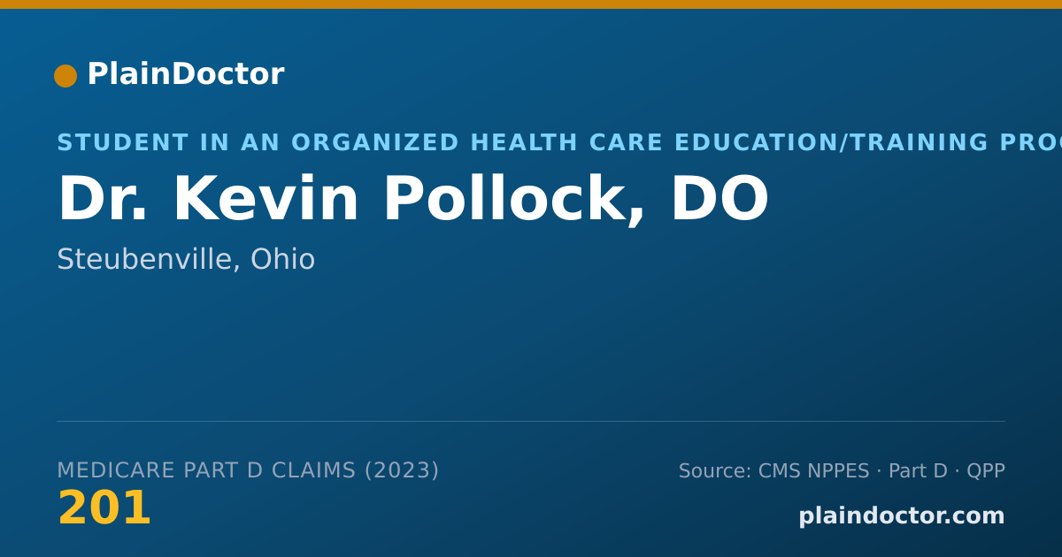 Shareable card for Kevin Pollock, DO - Student in an Organized Health Care Education/Training Program, Steubenville, OH