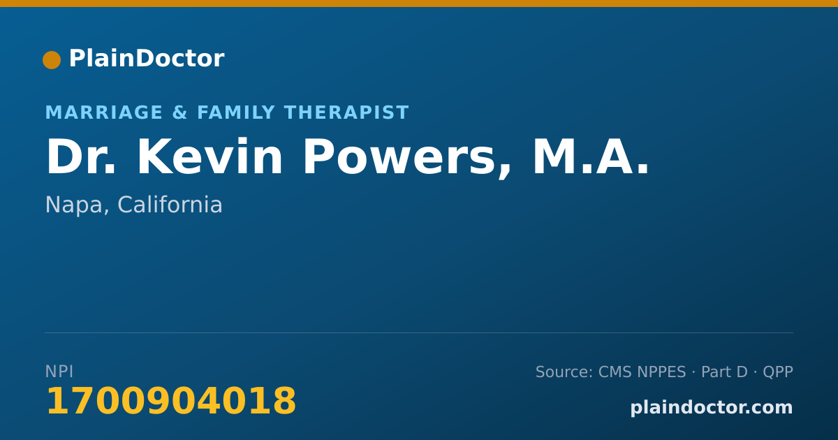 Shareable card for Kevin Powers, M.A. - Marriage & Family Therapist, Napa, CA