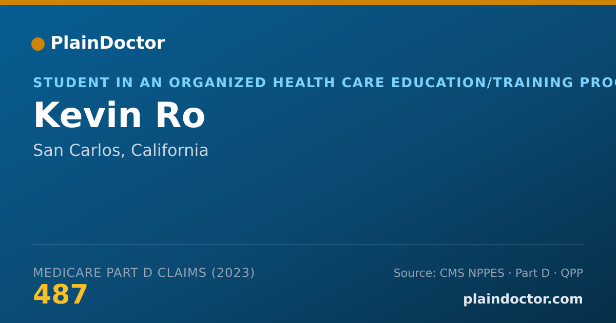 Shareable card for Kevin Ro - Student in an Organized Health Care Education/Training Program, San Carlos, CA