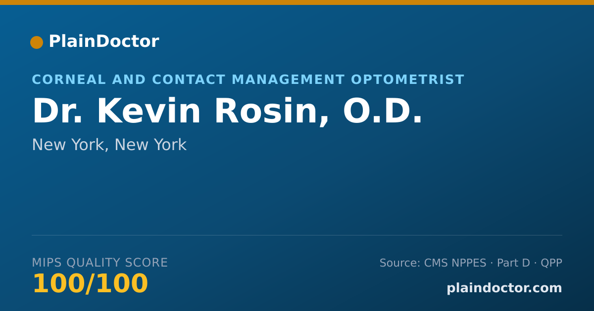 Shareable card for Kevin Rosin, O.D. - Corneal and Contact Management Optometrist, New York, NY