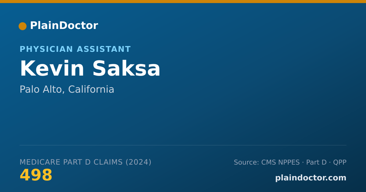 Shareable card for Kevin Saksa - Physician Assistant, Palo Alto, CA