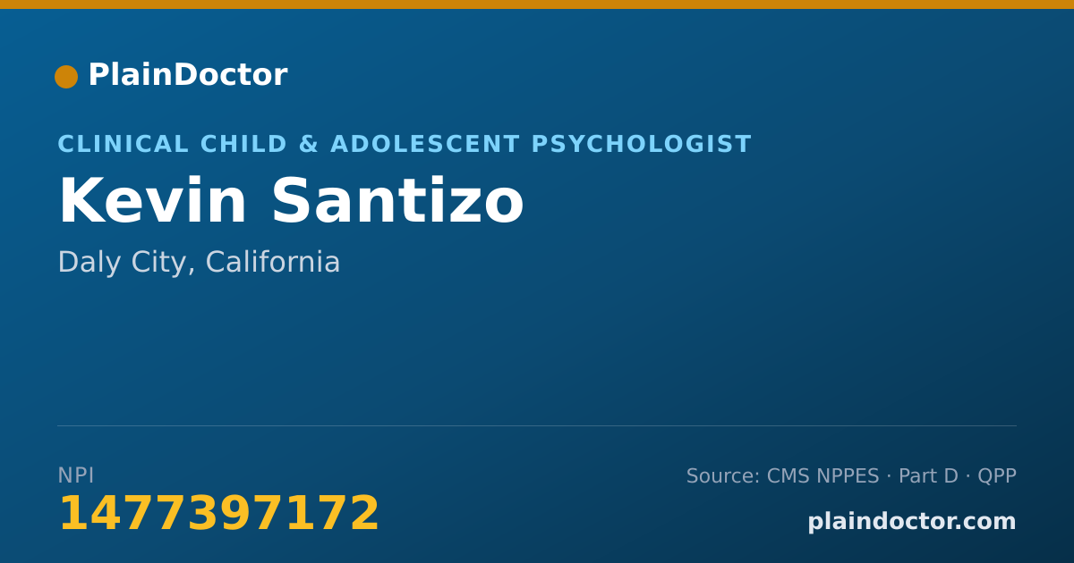 Shareable card for Kevin Santizo - Clinical Child & Adolescent Psychologist, Daly City, CA