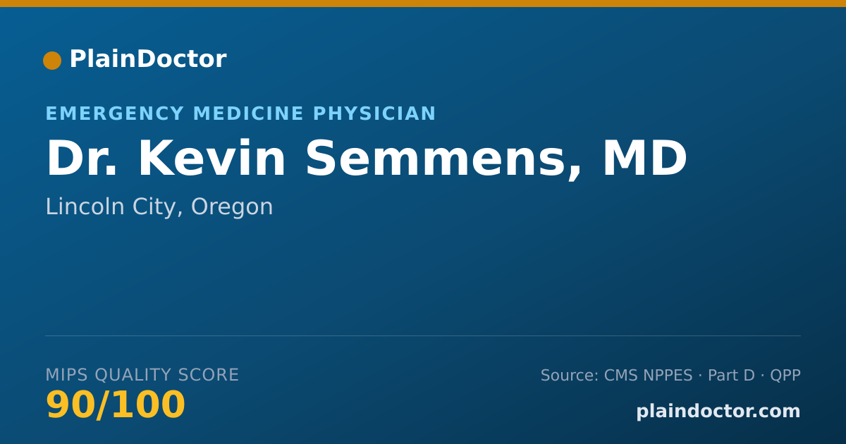 Shareable card for Kevin Semmens, MD - Emergency Medicine Physician, Lincoln City, OR