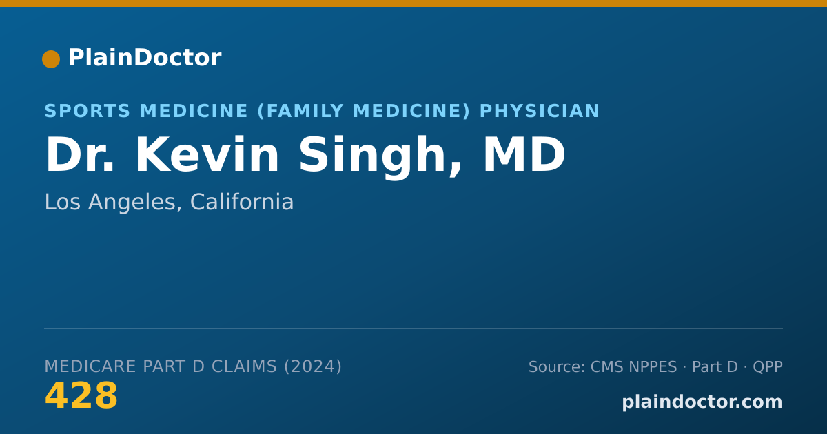 Shareable card for Kevin Singh, MD - Sports Medicine (Family Medicine) Physician, Los Angeles, CA