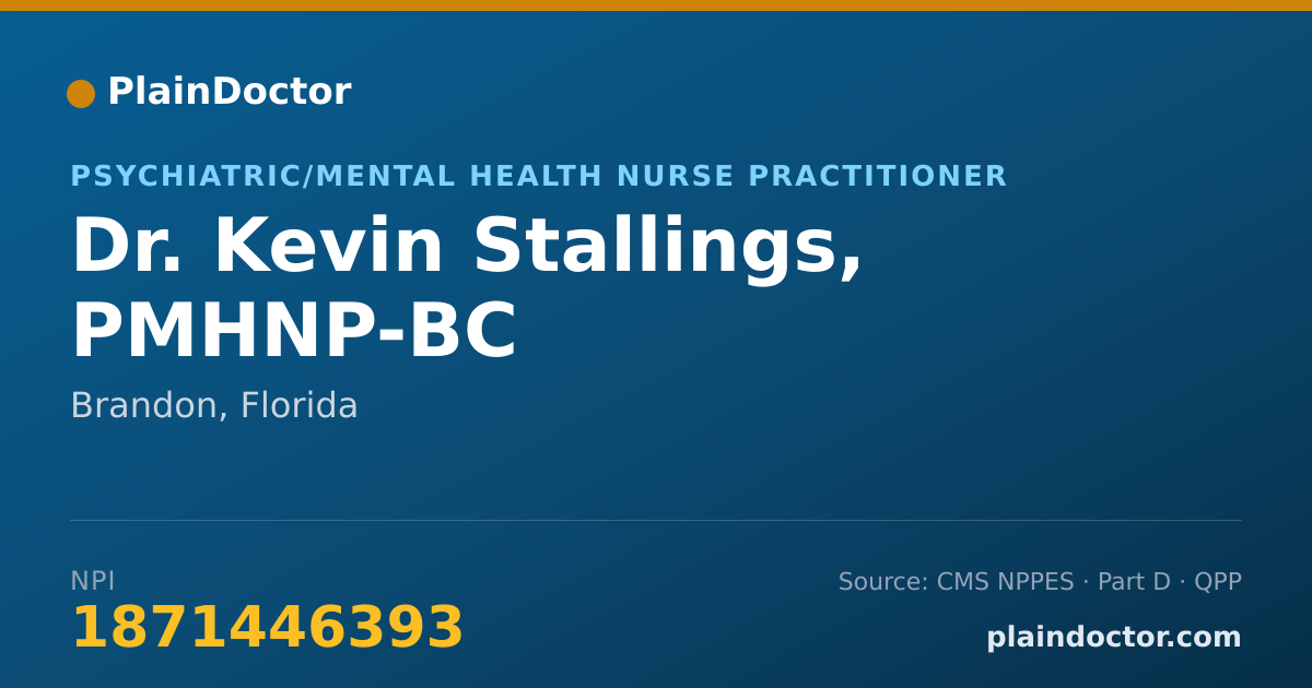 Shareable card for Kevin Stallings, PMHNP-BC - Psychiatric/Mental Health Nurse Practitioner, Brandon, FL