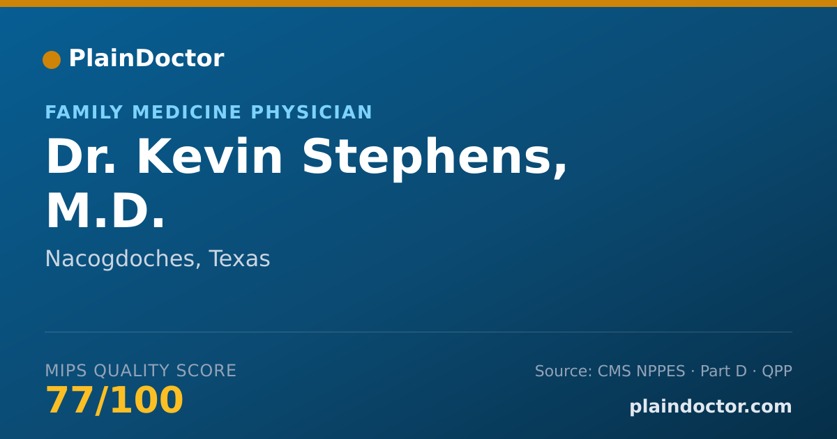 Shareable card for Kevin Stephens, M.D. - Family Medicine Physician, Nacogdoches, TX