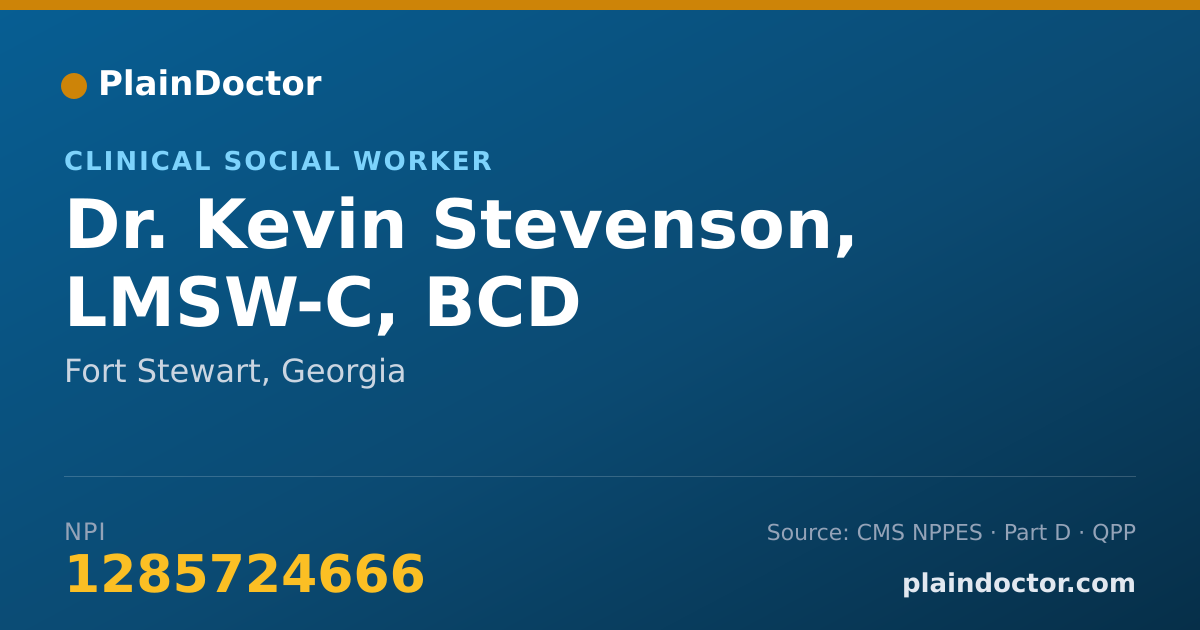 Shareable card for Kevin Stevenson, LMSW-C, BCD - Clinical Social Worker, Fort Stewart, GA