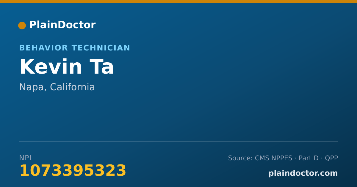 Shareable card for Kevin Ta - Behavior Technician, Napa, CA