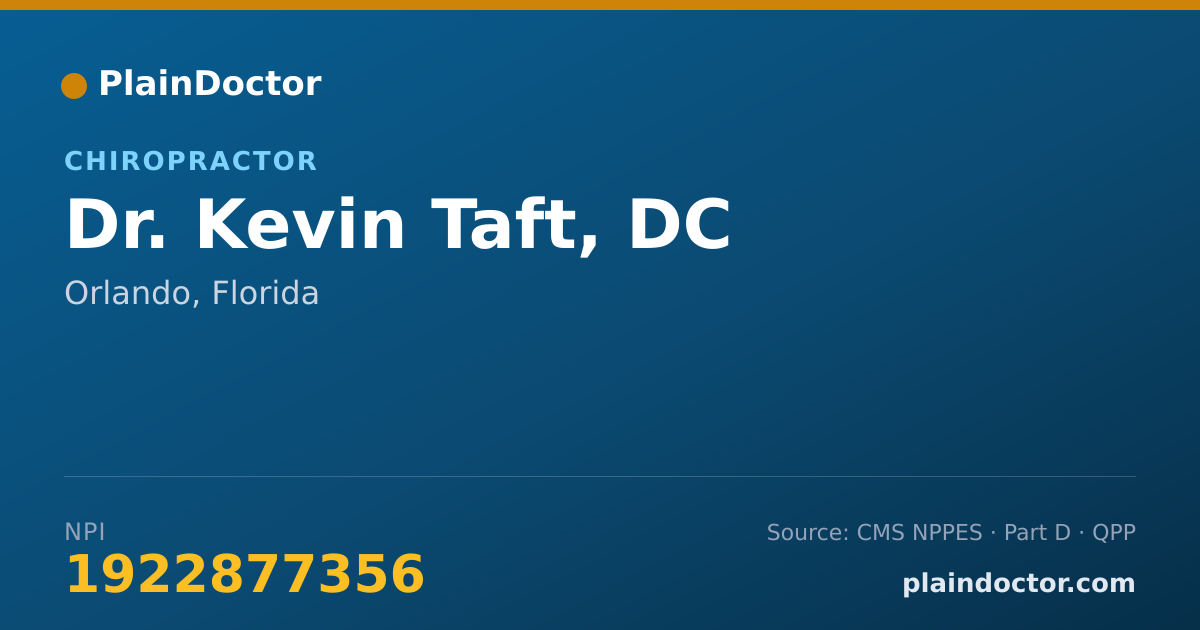 Shareable card for Kevin Taft, DC - Chiropractor, Orlando, FL