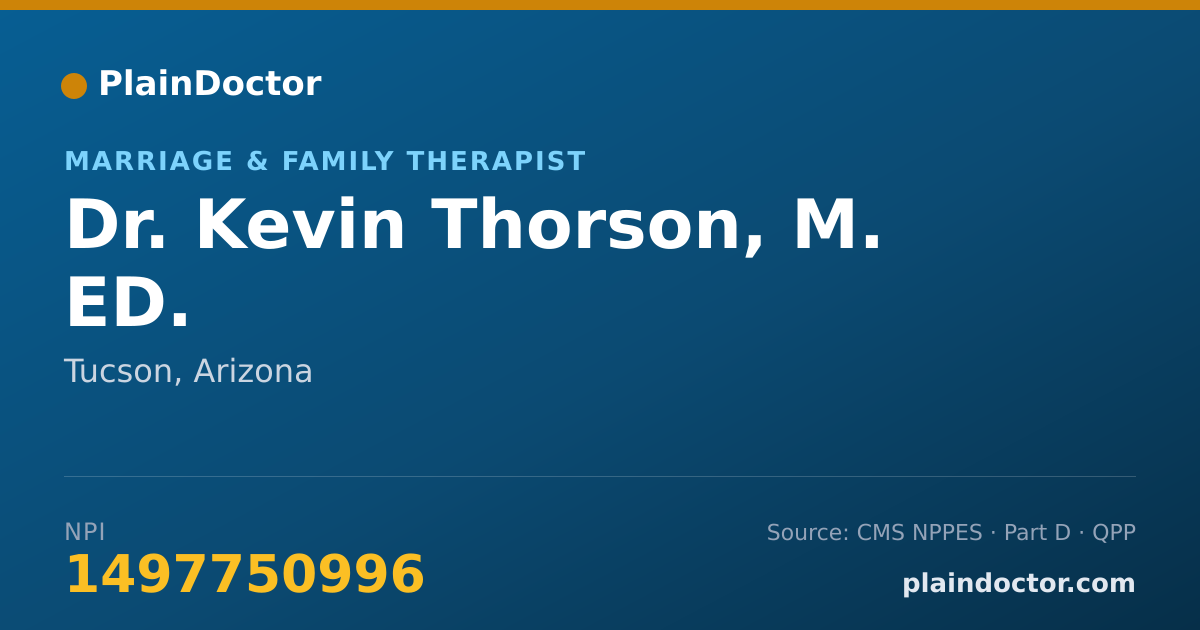 Shareable card for Kevin Thorson, M. ED. - Marriage & Family Therapist, Tucson, AZ