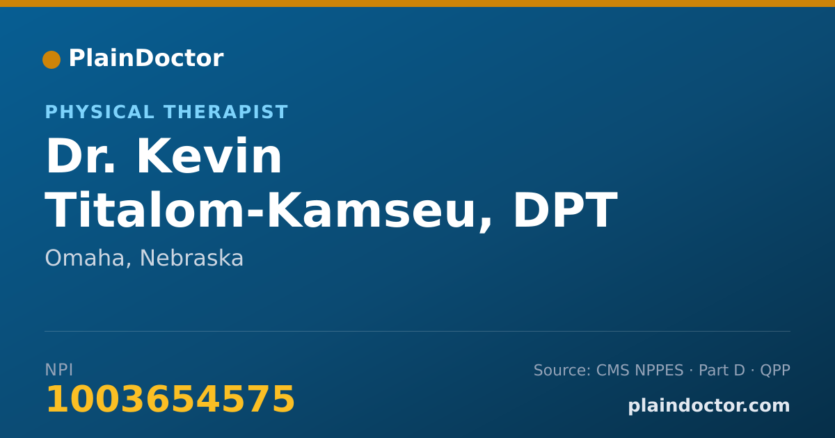 Shareable card for Kevin Titalom-Kamseu, DPT - Physical Therapist, Omaha, NE