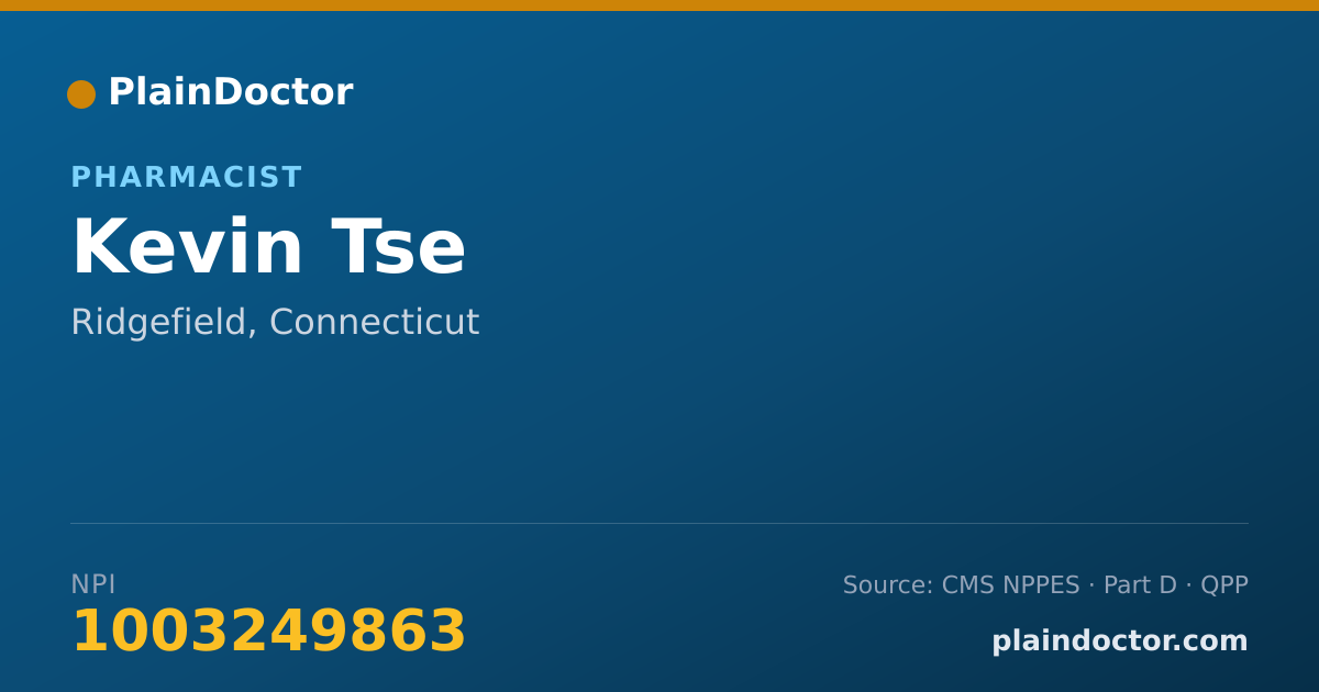 Shareable card for Kevin Tse - Pharmacist, Ridgefield, CT