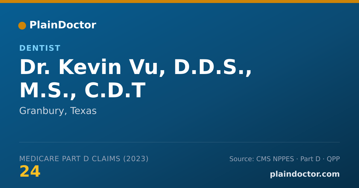Shareable card for Kevin Vu, D.D.S., M.S., C.D.T - Dentist, Granbury, TX