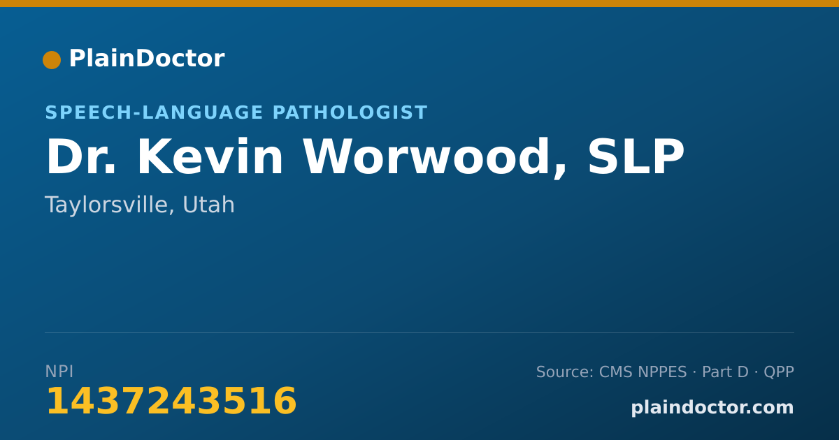 Shareable card for Kevin Worwood, SLP - Speech-Language Pathologist, Taylorsville, UT