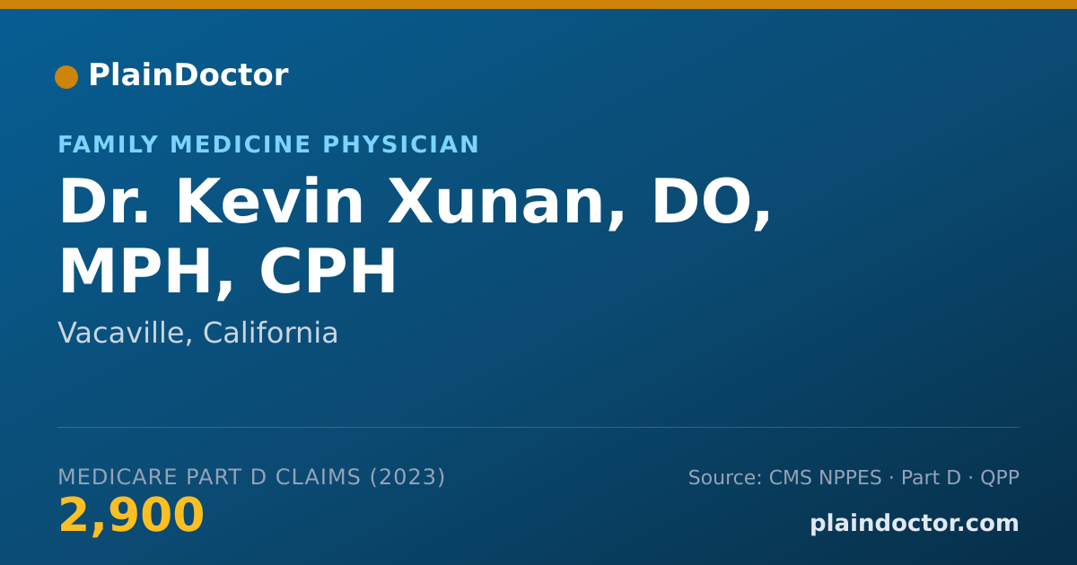 Shareable card for Kevin Xunan, DO, MPH, CPH - Family Medicine Physician, Vacaville, CA