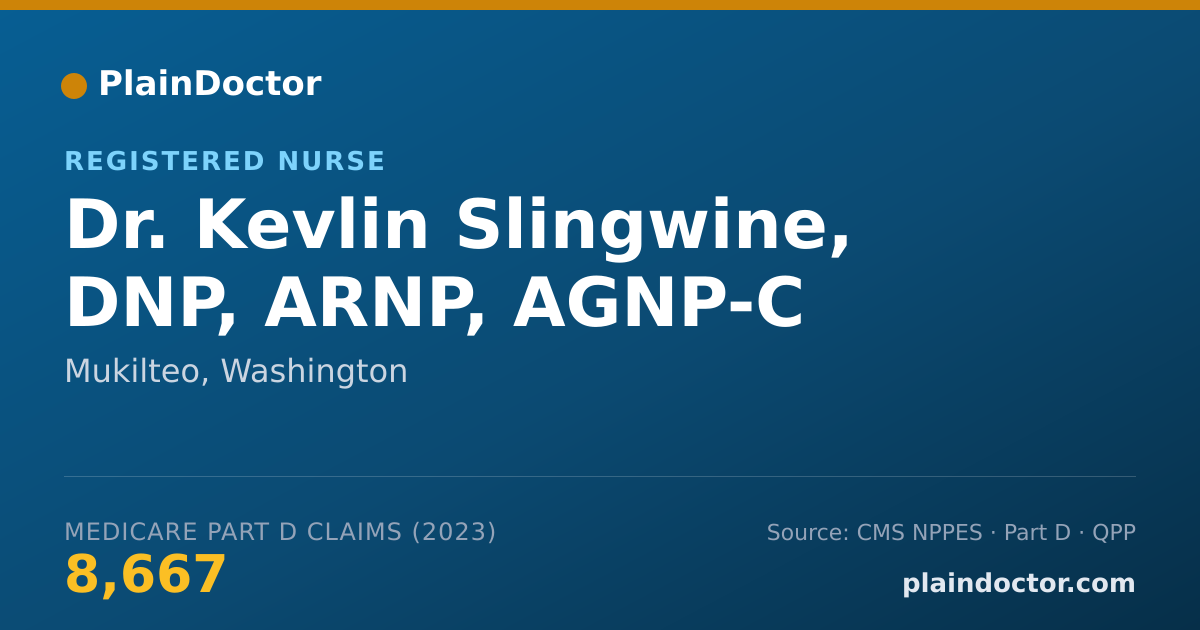 Shareable card for Kevlin Slingwine, DNP, ARNP, AGNP-C - Registered Nurse, Mukilteo, WA