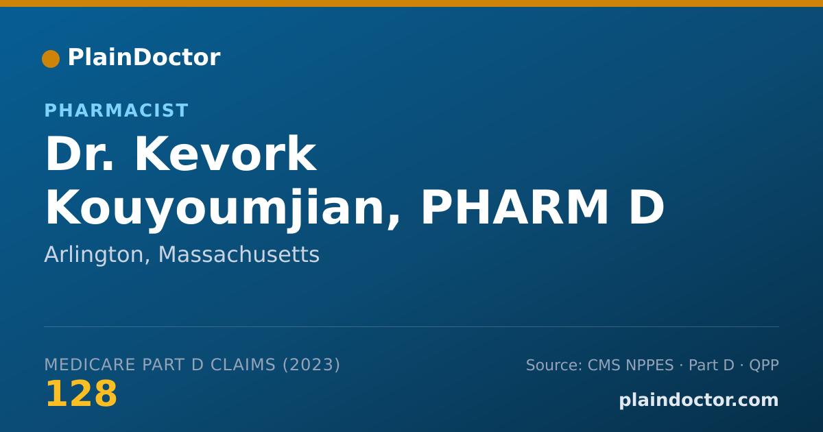 Shareable card for Kevork Kouyoumjian, PHARM D - Pharmacist, Arlington, MA