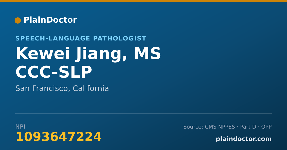 Shareable card for Kewei Jiang, MS CCC-SLP - Speech-Language Pathologist, San Francisco, CA