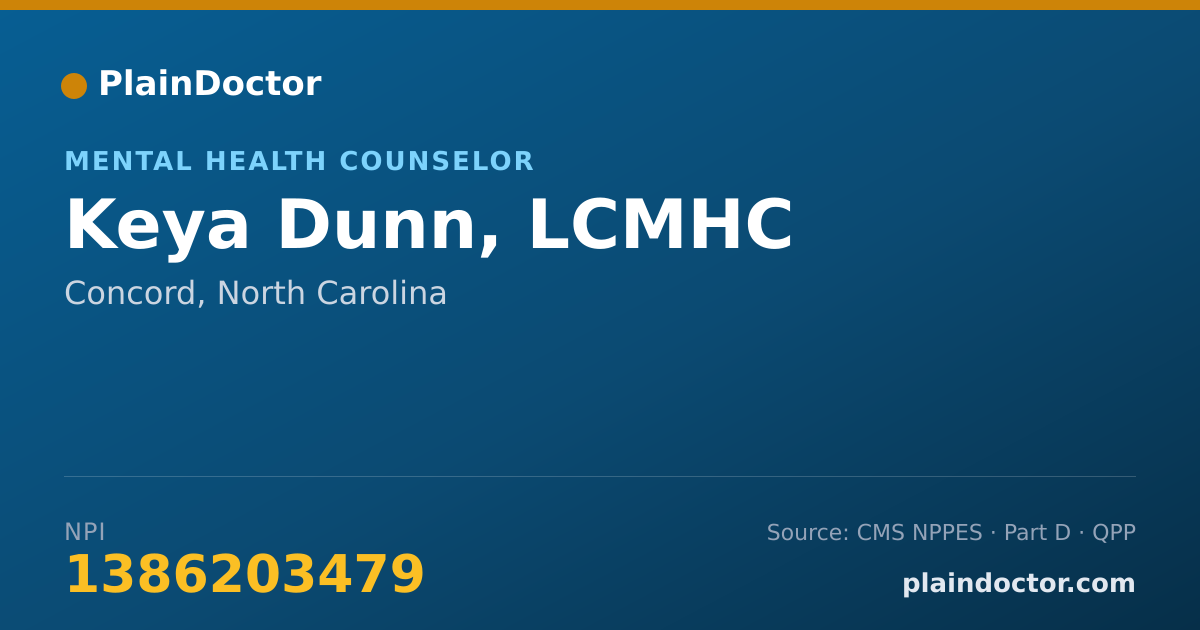 Shareable card for Keya Dunn, LCMHC - Mental Health Counselor, Concord, NC