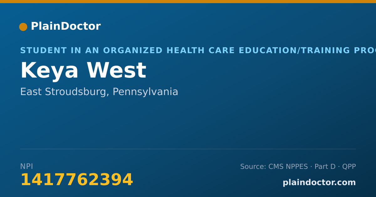 Shareable card for Keya West - Athletic Trainer, East Stroudsburg, PA
