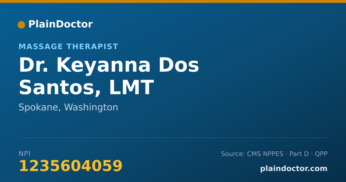 Shareable card for Keyanna Dos Santos, LMT - Massage Therapist, Spokane, WA
