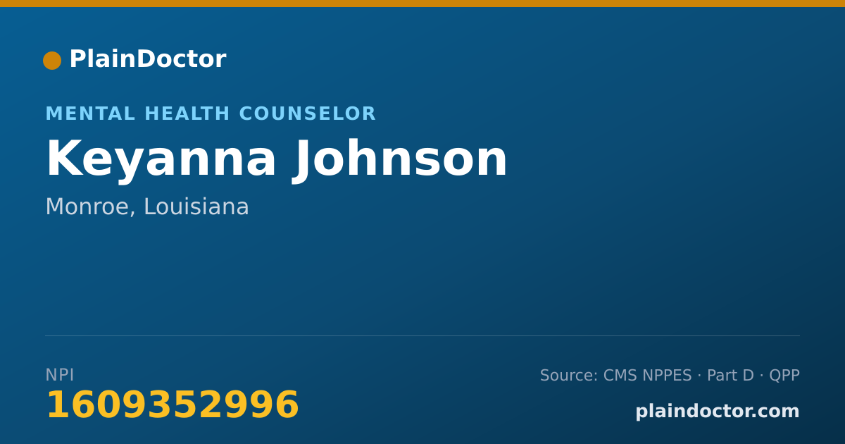 Shareable card for Keyanna Johnson - Mental Health Counselor, Monroe, LA