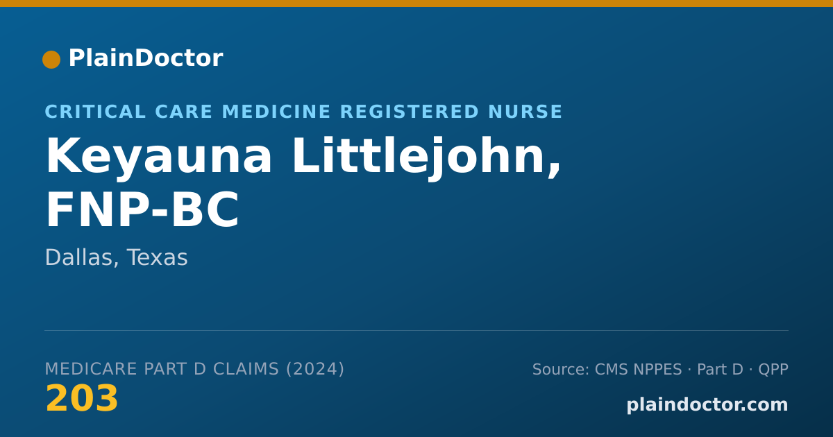 Shareable card for Keyauna Littlejohn, FNP-BC - Critical Care Medicine Registered Nurse, Dallas, TX