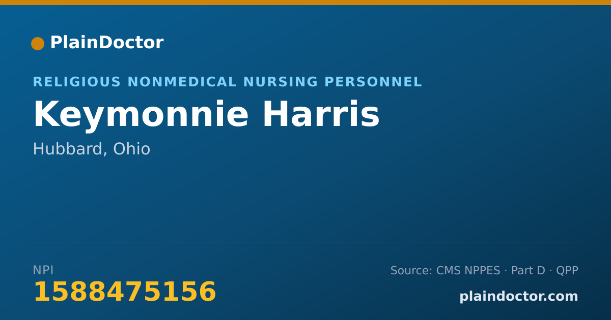 Shareable card for Keymonnie Harris - Religious Nonmedical Nursing Personnel, Hubbard, OH