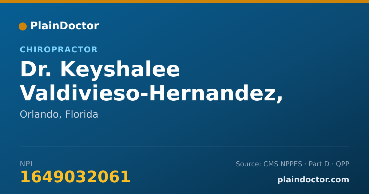 Shareable card for Keyshalee Valdivieso-Hernandez, DC - Chiropractor, Orlando, FL
