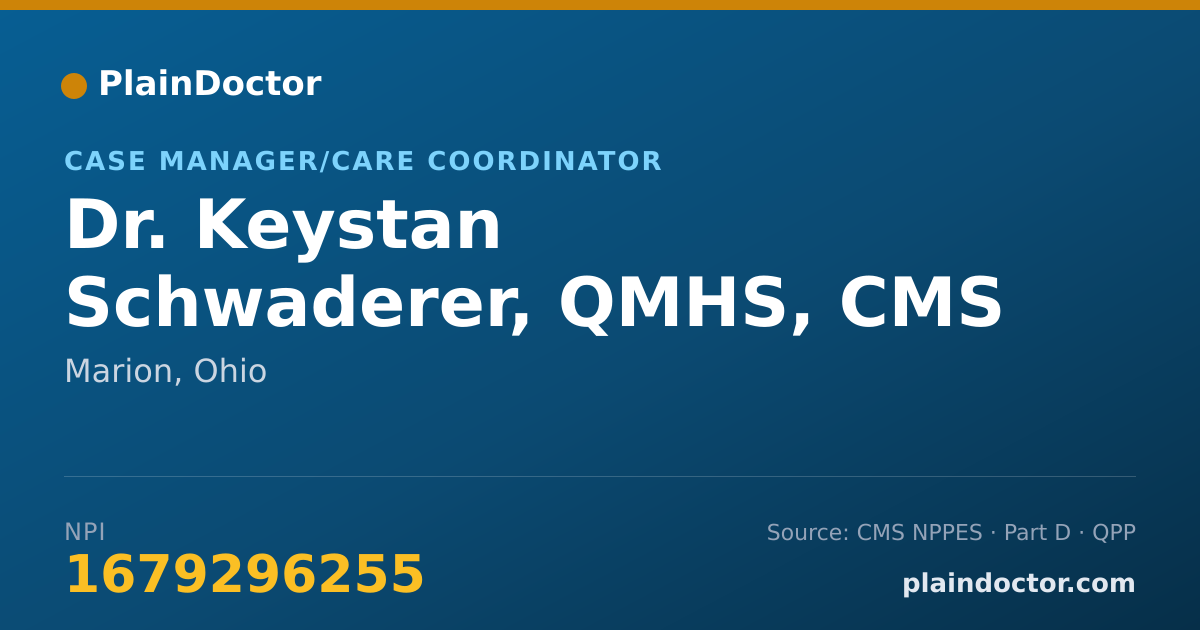 Shareable card for Keystan Schwaderer, QMHS, CMS - Case Manager/Care Coordinator, Marion, OH