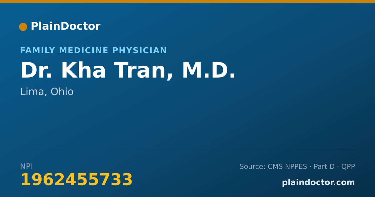 Shareable card for Kha Tran, M.D. - Family Medicine Physician, Lima, OH
