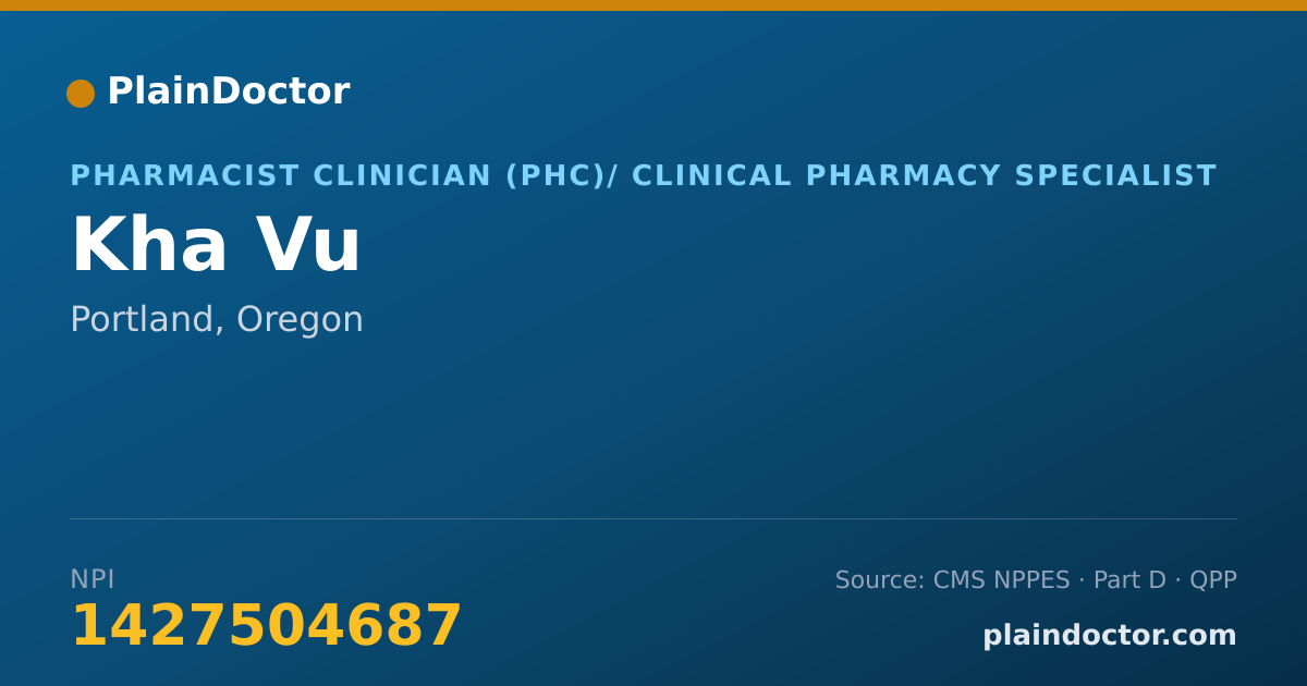 Shareable card for Kha Vu - Pharmacist Clinician (PhC)/ Clinical Pharmacy Specialist, Portland, OR