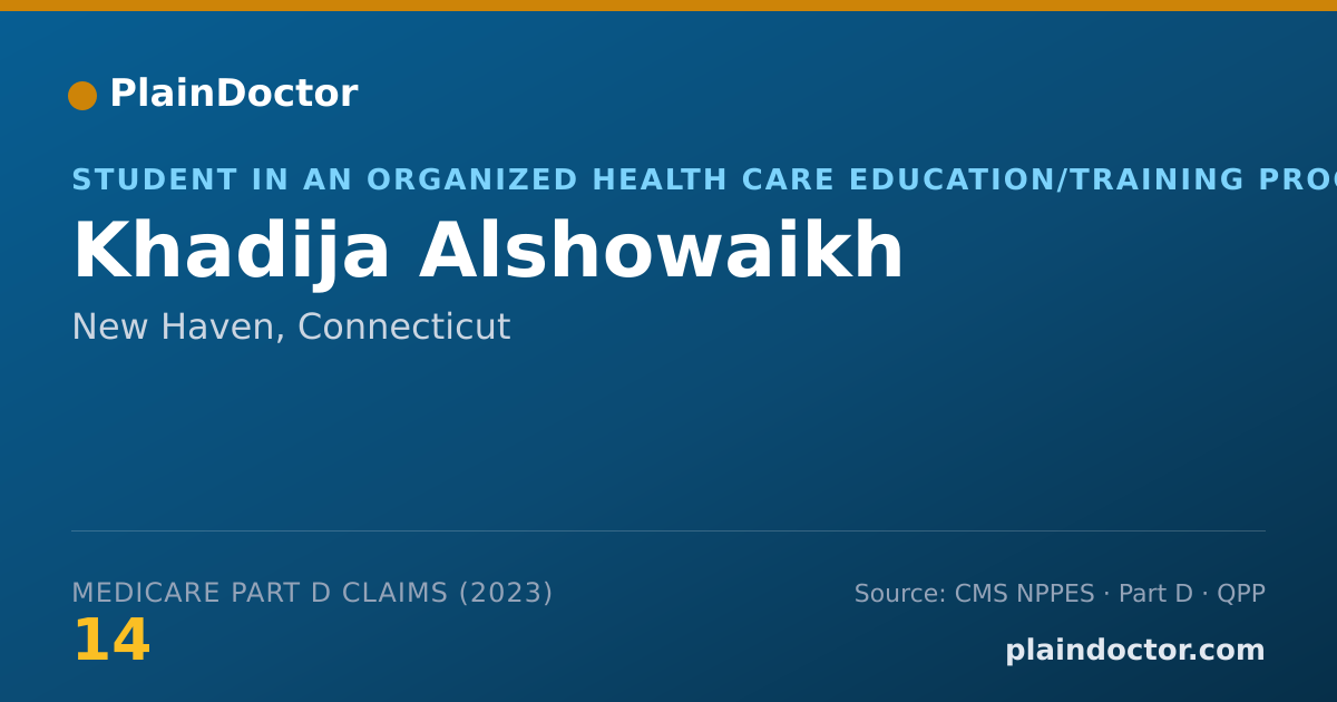 Shareable card for Khadija Alshowaikh - Student in an Organized Health Care Education/Training Program, New Haven, CT