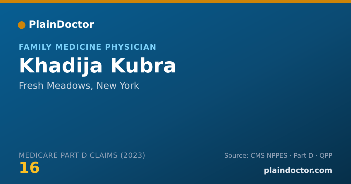 Shareable card for Khadija Kubra - Family Medicine Physician, Fresh Meadows, NY