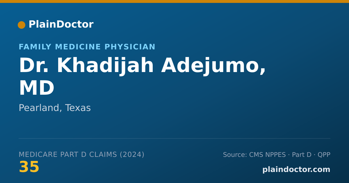 Shareable card for Khadijah Adejumo, MD - Family Medicine Physician, Pearland, TX