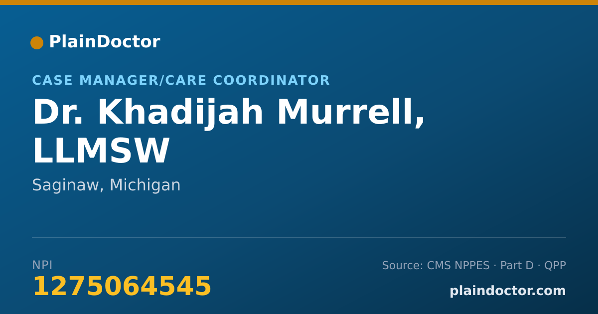Shareable card for Khadijah Murrell, LLMSW - Case Manager/Care Coordinator, Saginaw, MI