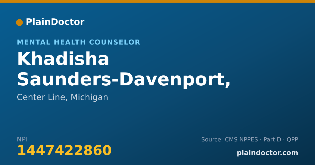 Shareable card for Khadisha Saunders-Davenport, MA, LLPC, CAADC, CAS - Mental Health Counselor, Center Line, MI