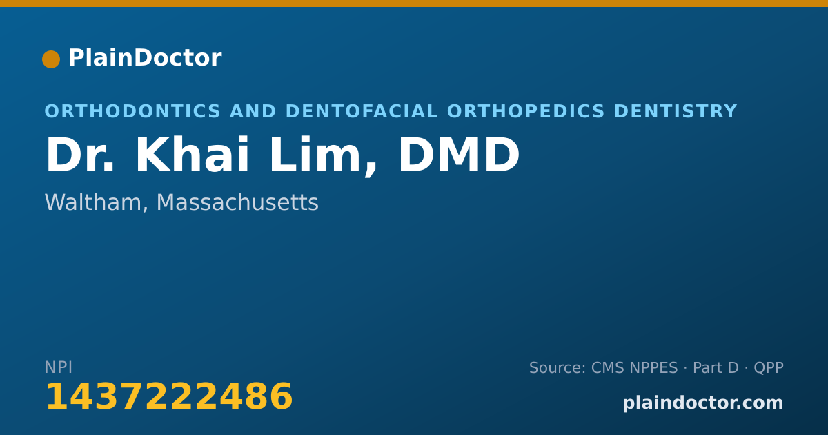 Shareable card for Khai Lim, DMD - Orthodontics and Dentofacial Orthopedics Dentistry, Waltham, MA
