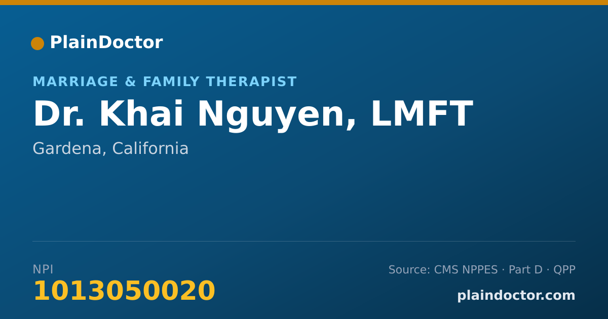 Shareable card for Khai Nguyen, LMFT - Marriage & Family Therapist, Gardena, CA