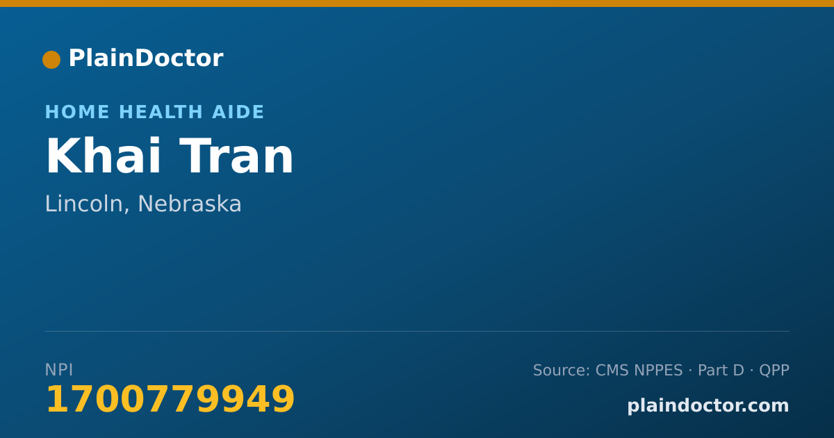 Shareable card for Khai Tran - Home Health Aide, Lincoln, NE