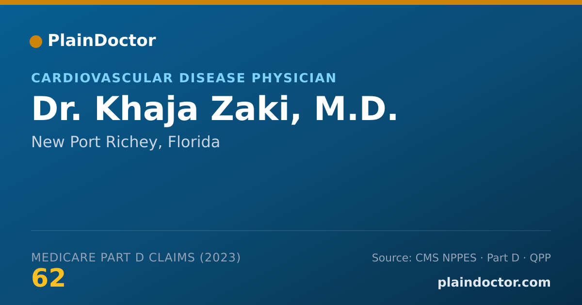 Shareable card for Khaja Zaki, M.D. - Cardiovascular Disease Physician, New Port Richey, FL
