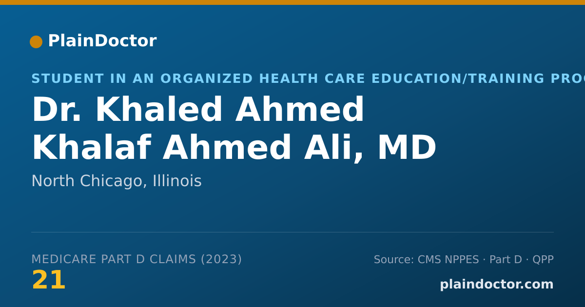 Shareable card for Khaled Ahmed Khalaf Ahmed Ali, MD - Student in an Organized Health Care Education/Training Program, North Chicago, IL