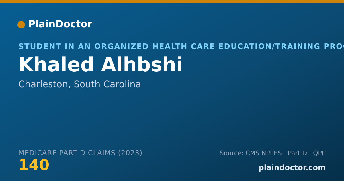Shareable card for Khaled Alhbshi - Student in an Organized Health Care Education/Training Program, Charleston, SC