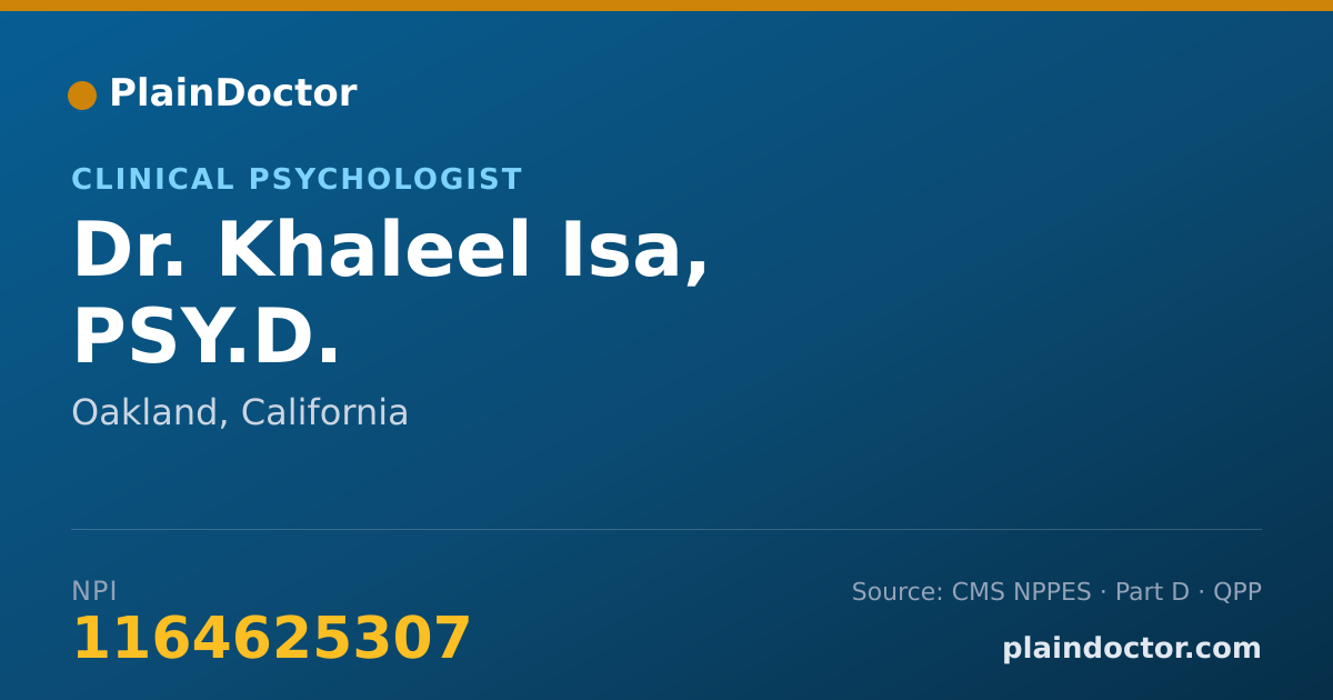 Shareable card for Khaleel Isa, PSY.D. - Clinical Psychologist, Oakland, CA
