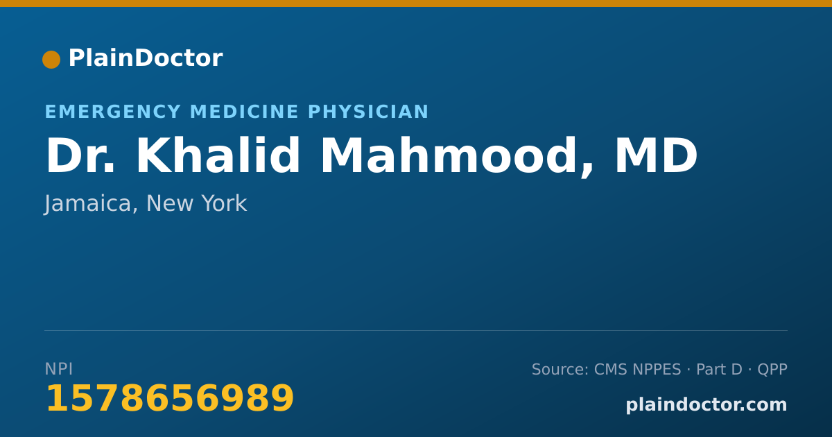Shareable card for Khalid Mahmood, MD - Emergency Medicine Physician, Jamaica, NY