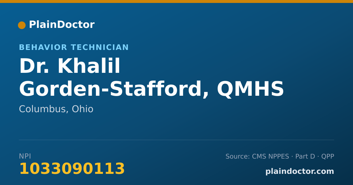 Shareable card for Khalil Gorden-Stafford, QMHS - Behavior Technician, Columbus, OH