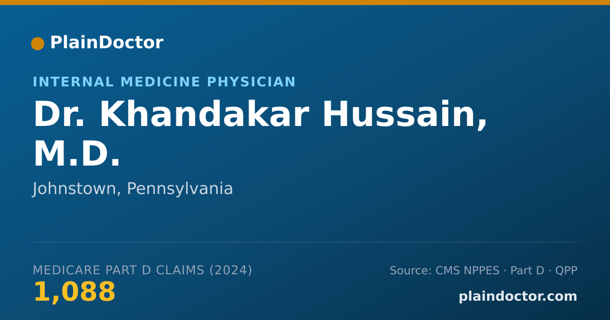 Shareable card for Khandakar Hussain, M.D. - Internal Medicine Physician, Johnstown, PA