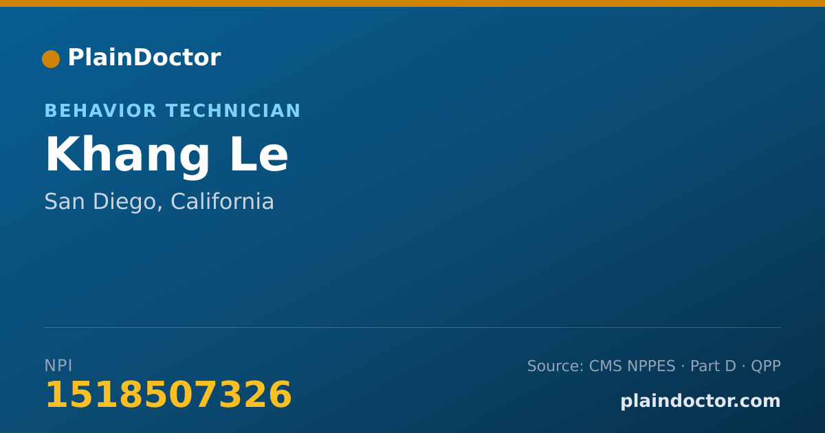 Shareable card for Khang Le - Behavior Technician, San Diego, CA